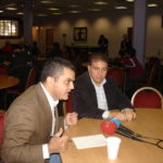 Ara Sarafian and Sabri Atman with Turkish press, Assyrian genocide conference in London, UK, October 21, 2007.